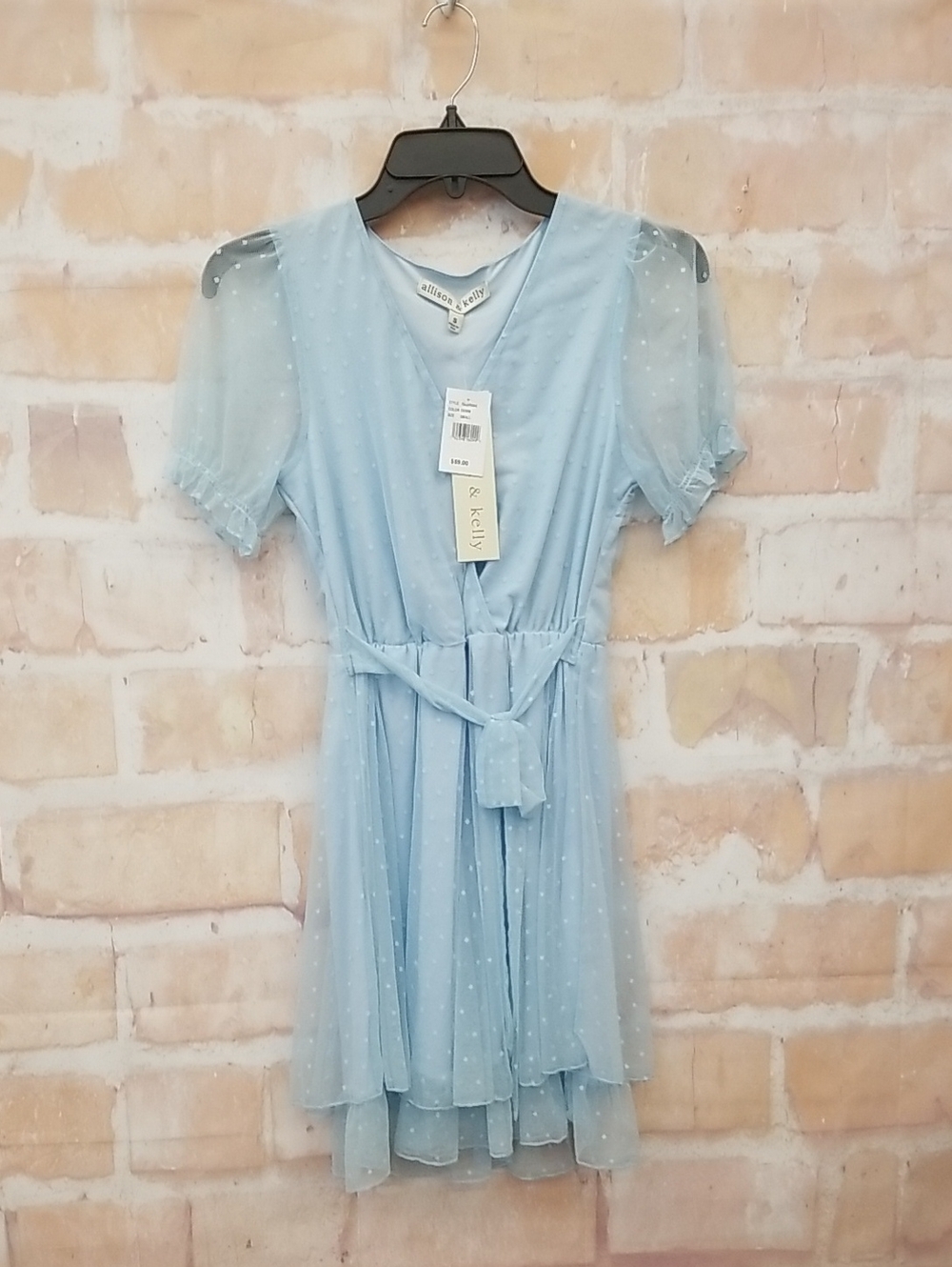 Allison & Kelly Blue Swiss Dot Wrap Dress